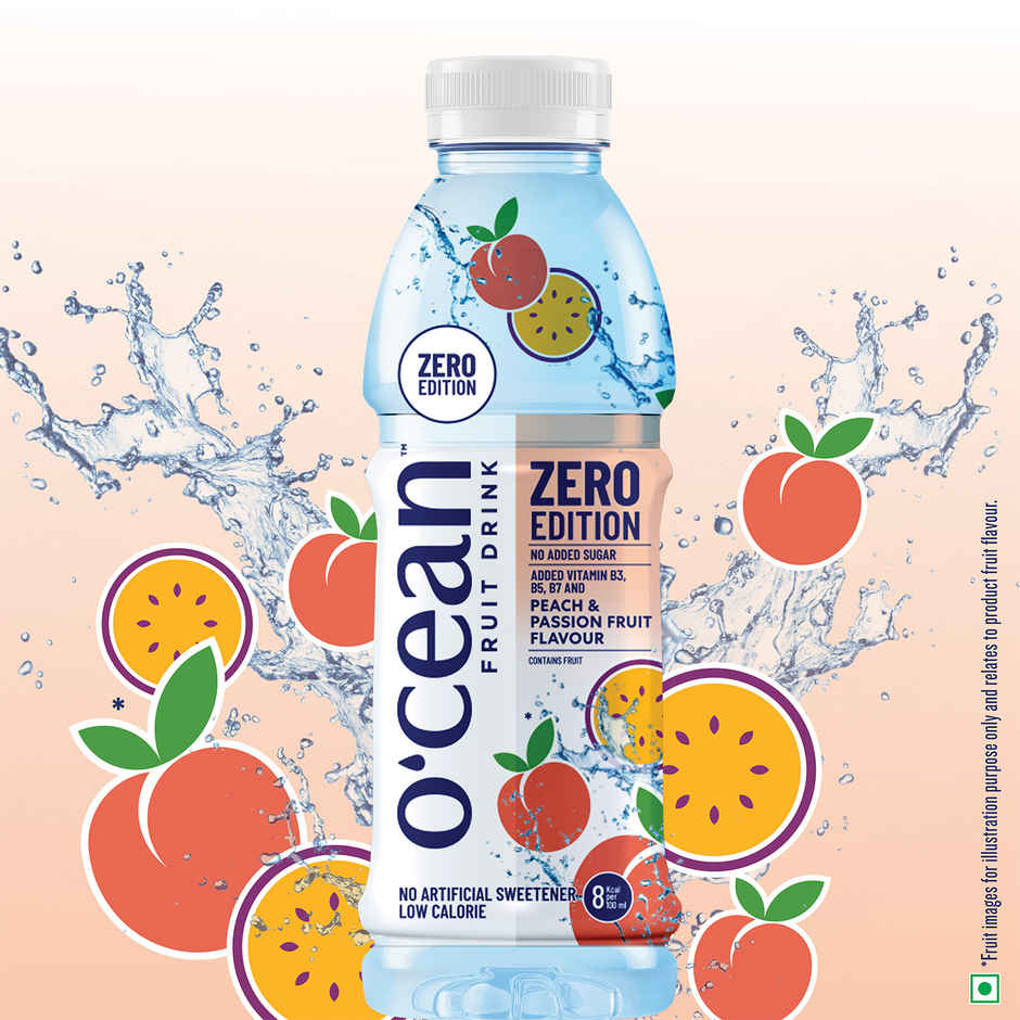 O'cean Beverages Zero Sugar Peach & Passion Fruit Water Bottle