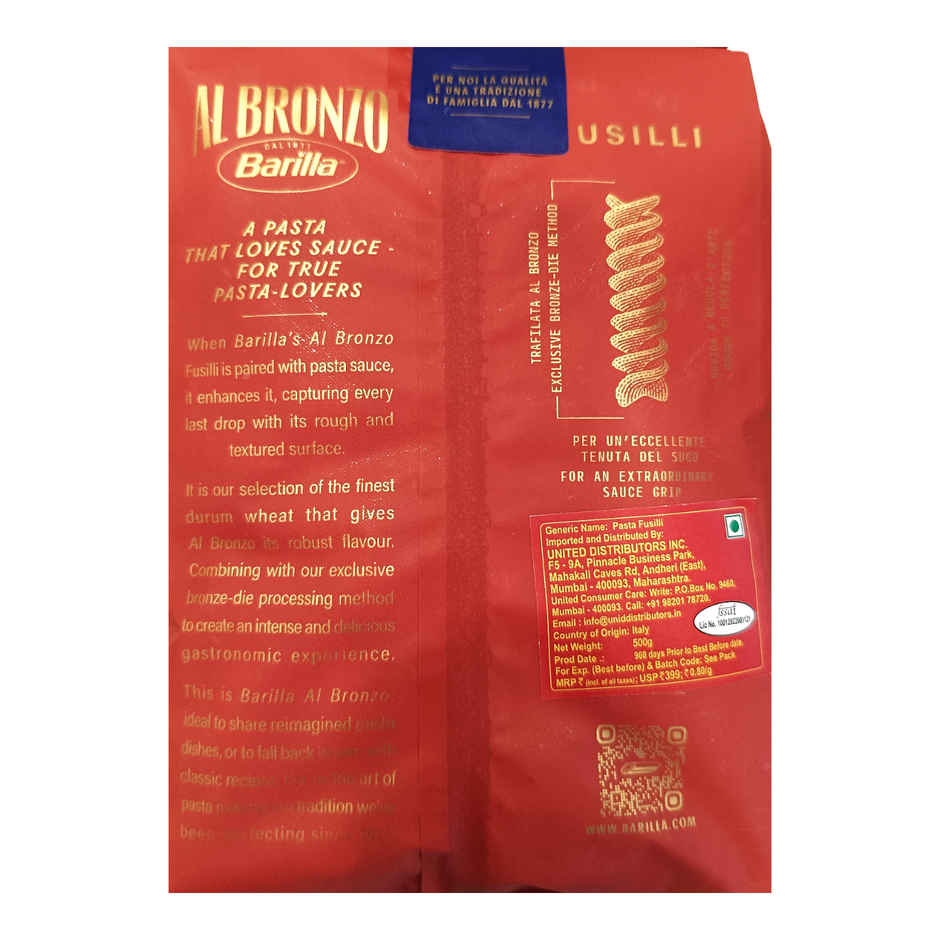 Barilla Pasta Fusilli Al Bronzo