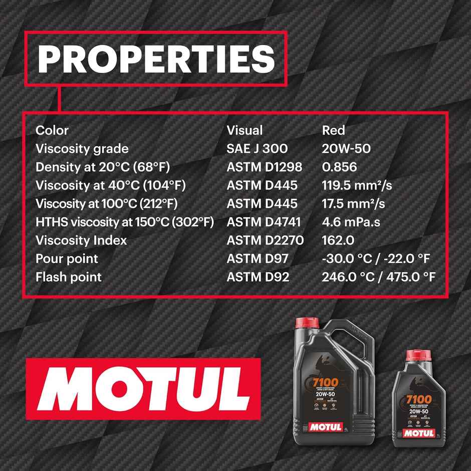 Motul 7100 4T Fully Synthetic 20W-50 Petrol Engine Oil for Bikes | 1L