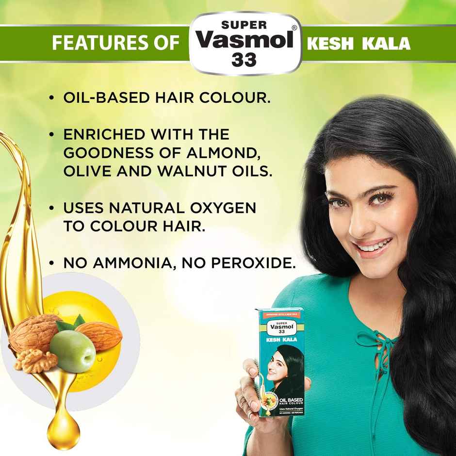 Super Vasmol 33 Kesh Kala Oil Based Hair Colour I No Ammonia I No Peroxide