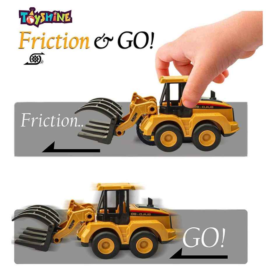 Toyshine Pack Of 4 Abs Plastic Construction Vehicle Automobile Car Toy Set, Friction Powered
