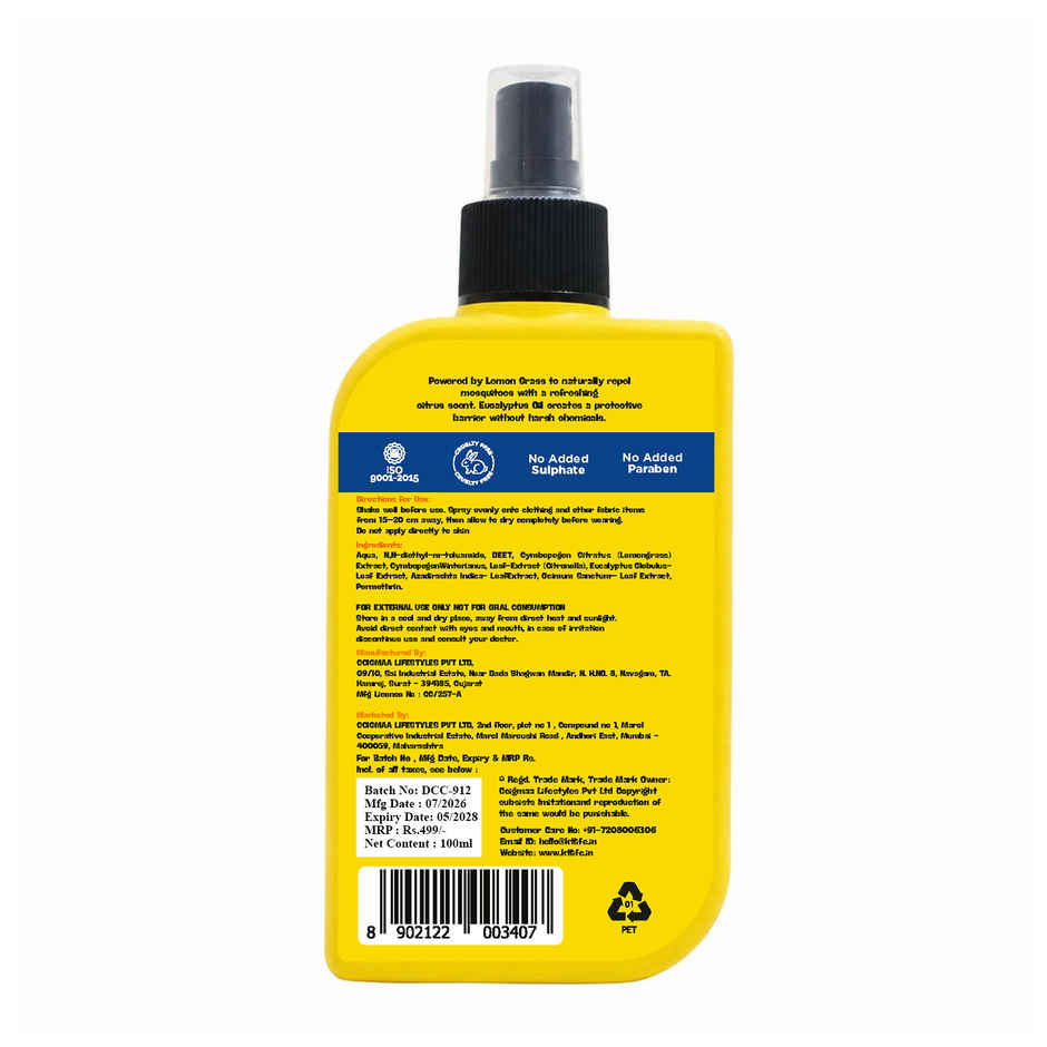 KT Kids Mosquito Repellent Spray | Long-Lasting Protection with Lemongrass & Eucalyptus