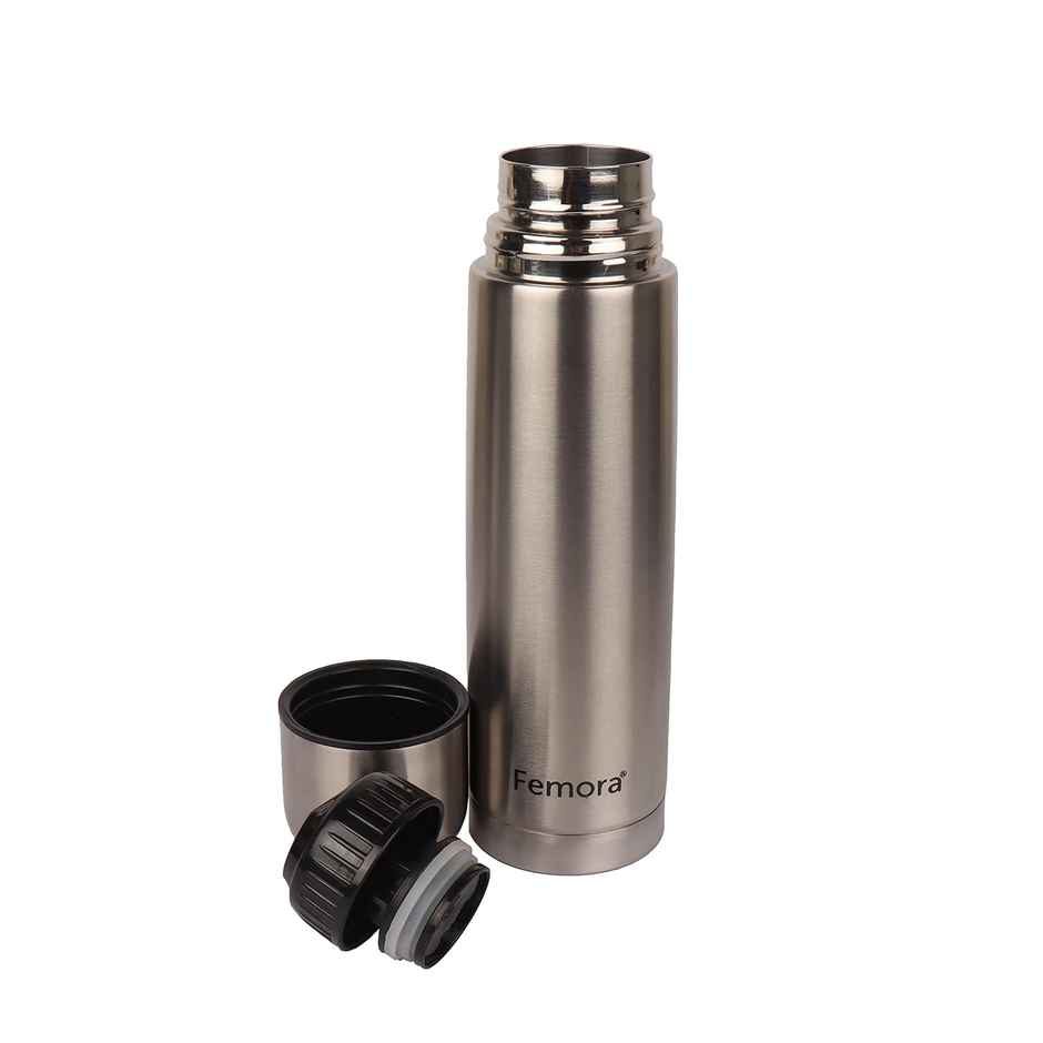 Femora Bullet Thermosteel Stainless Steel Water Bottle Flask Bottle | Hot And Cold | 500ml | Silver