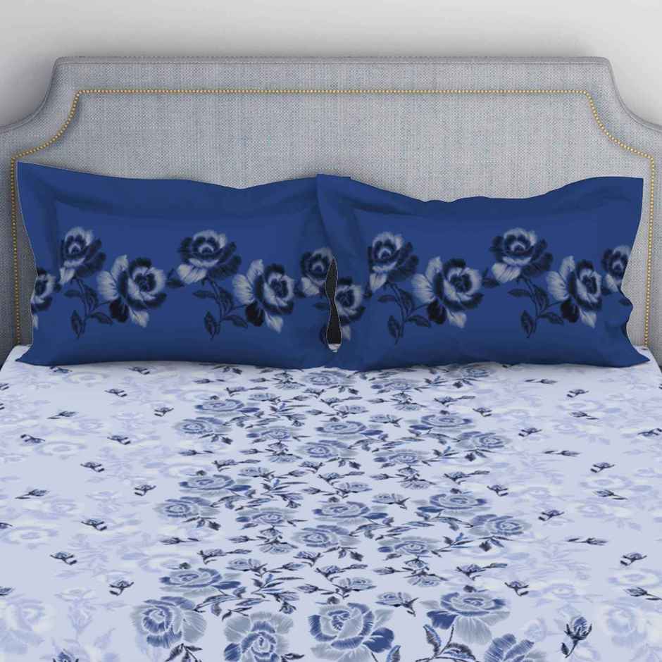 Spaces 144 Tc 100% Cotton Bedsheet For Double Bed With 2 Pillow Cover (88" X 100" Inches) - Voilet