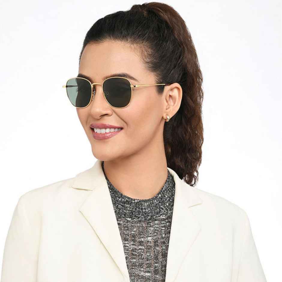 Vincent Chase By Lenskart Unisex Solid Metal Round Sunglasses | Gold - M