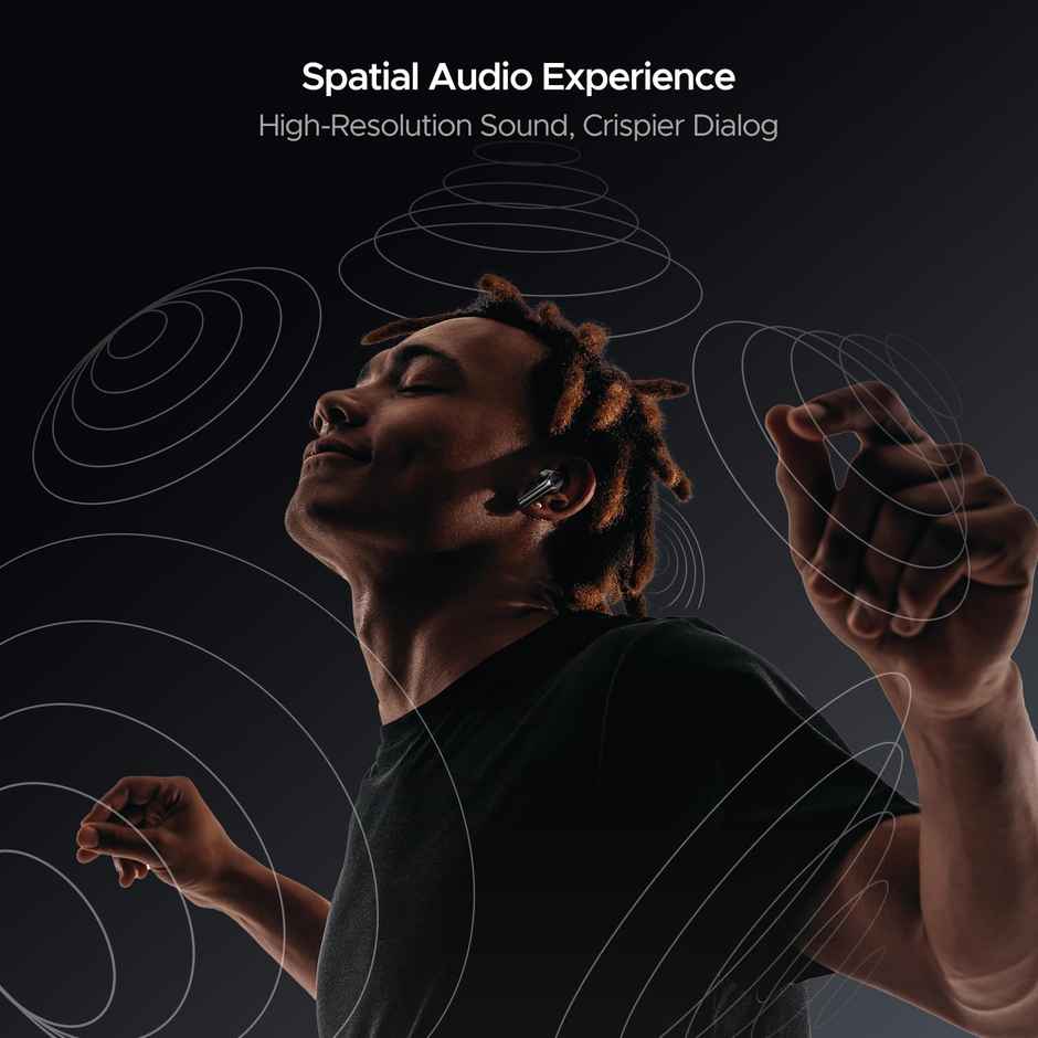 boAt Airdopes 300 TWS Eabuds with mic, Cinematic Spatial Audio, 50HRS Battery, 4Mic AI ENx, Fast Charge, App Support, Low Latency, IPX4, v5.3 Bluetooth Earbuds - Gunmetal Black