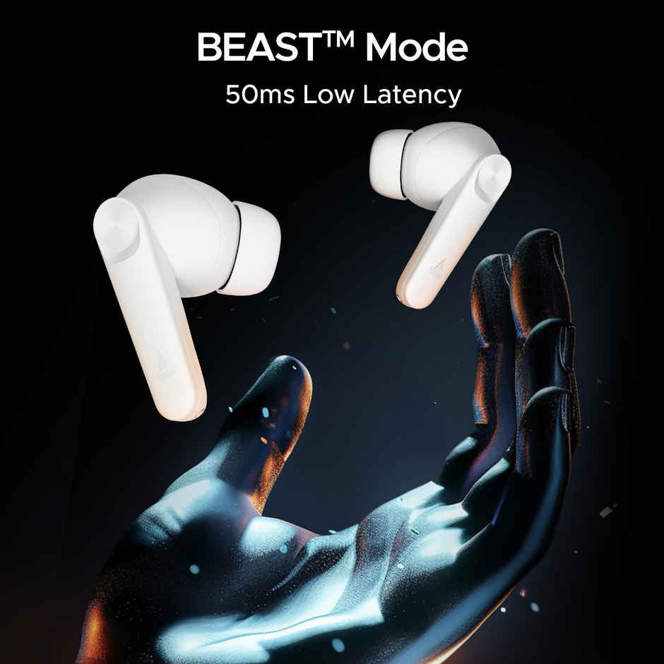 boAt Airdopes 200 Plus Tws Earbuds W/ 100h Playback, Quad Mics Enx Technology Ivory White)