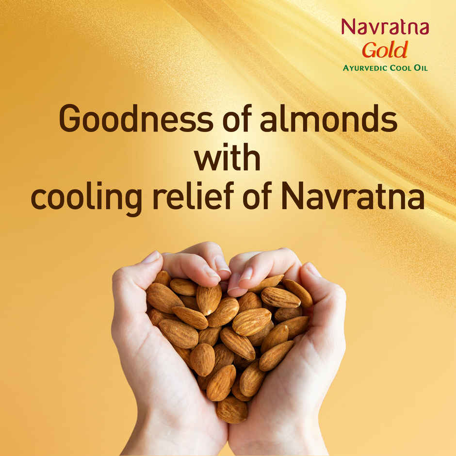 Navratna Gold Ayurvedic Hair Oil Non Sticky Mild Fragrance Goodness Of Almond