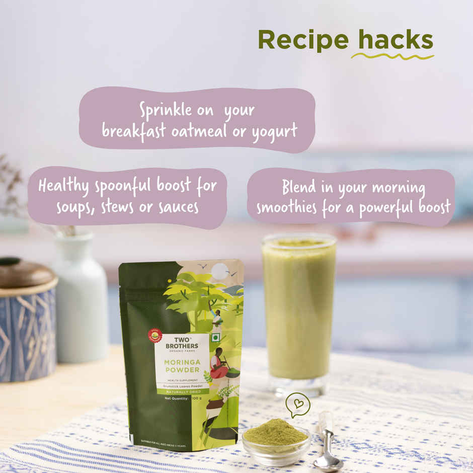 Two Brothers Moringa Powder, Chemical-Free Lab-Tested