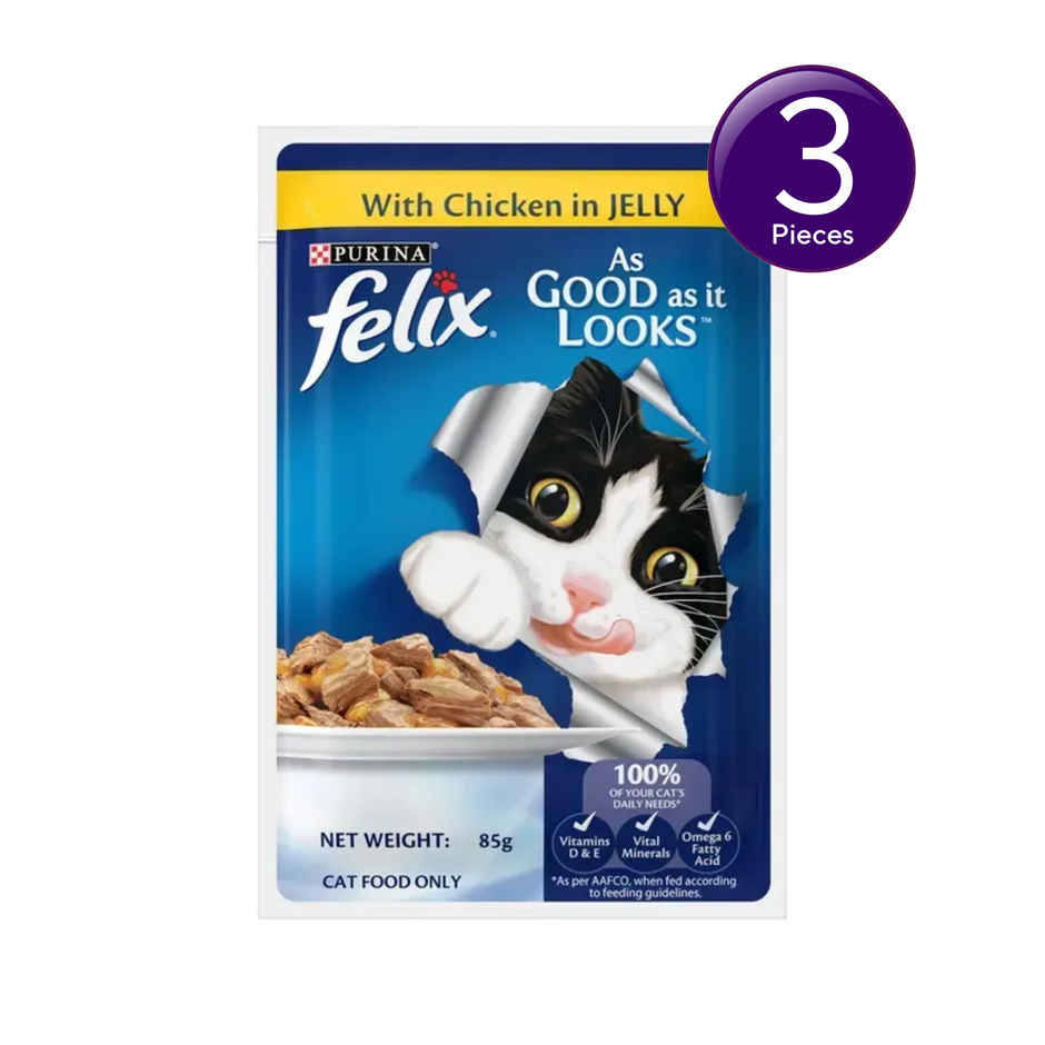 Purina Felix with Chicken in Jelly | Wet Food for Adults | Complete and Balanced Adult Food Combo 