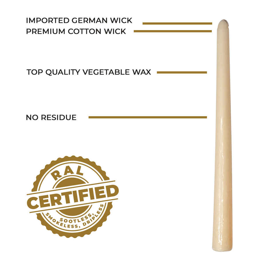 EKAM Scented Taper Candles (6 pcs) Gift Pack | Cedar & Mahogany | 52 g | 6 H Burn | Table Decor