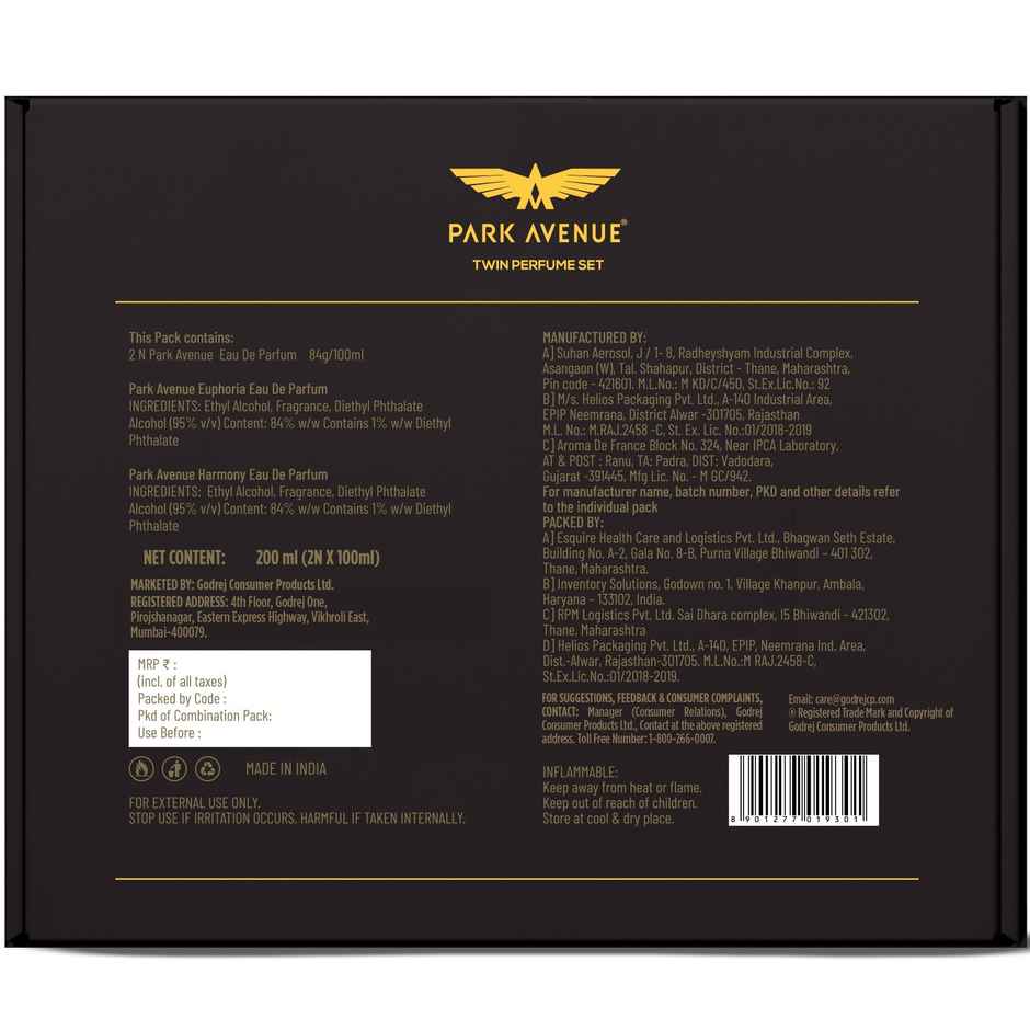 Park Avenue Euphoria And Harmony Eau De Perfume Gift Set For Men(200ml) & Fnp Magic Of Red Roses In Sleeve(1pc) Combo