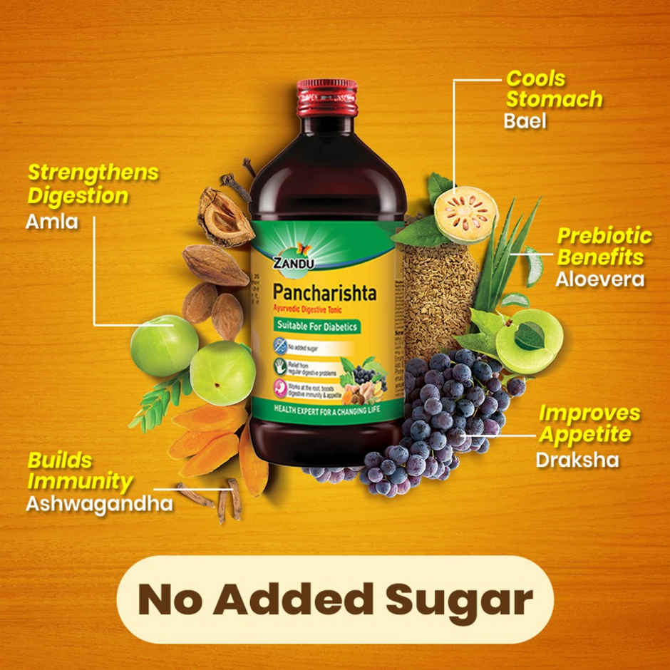 Zandu Pancharishta Ayurvedic Digestive Tonic, Suitable for Diabetics