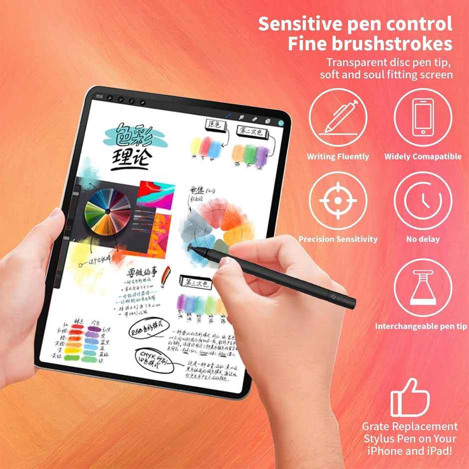 Striff Universal Capacitive Stylus, High-Precision Capacitive Pen for Touch Screen Devices (iPad, X/ 8/8 Plus, Samsung Galaxy Note 8 and More) - Black