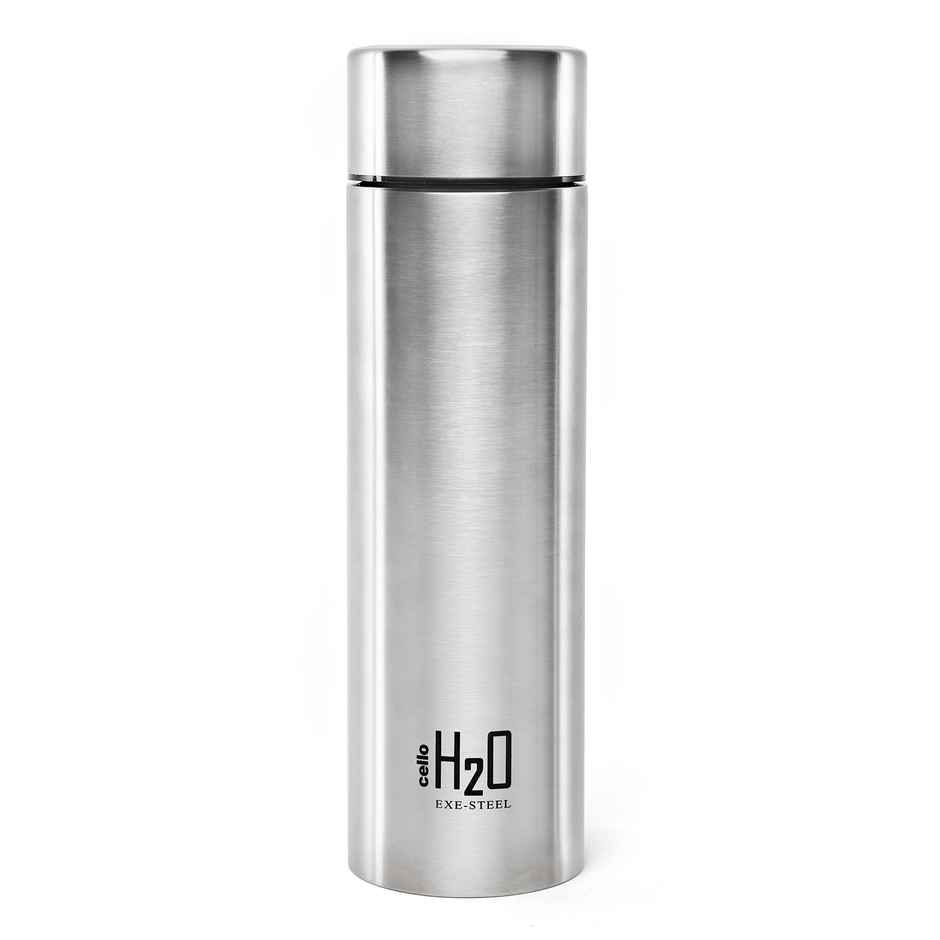 Cello Stainless Steel H2O Water Bottle | Silver | 1 L