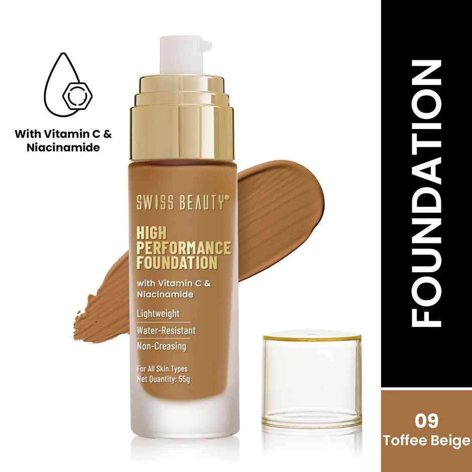 Swiss Beauty High Performance Foundation With Vitamin C & Niacinamide - 09 Toffee Beige