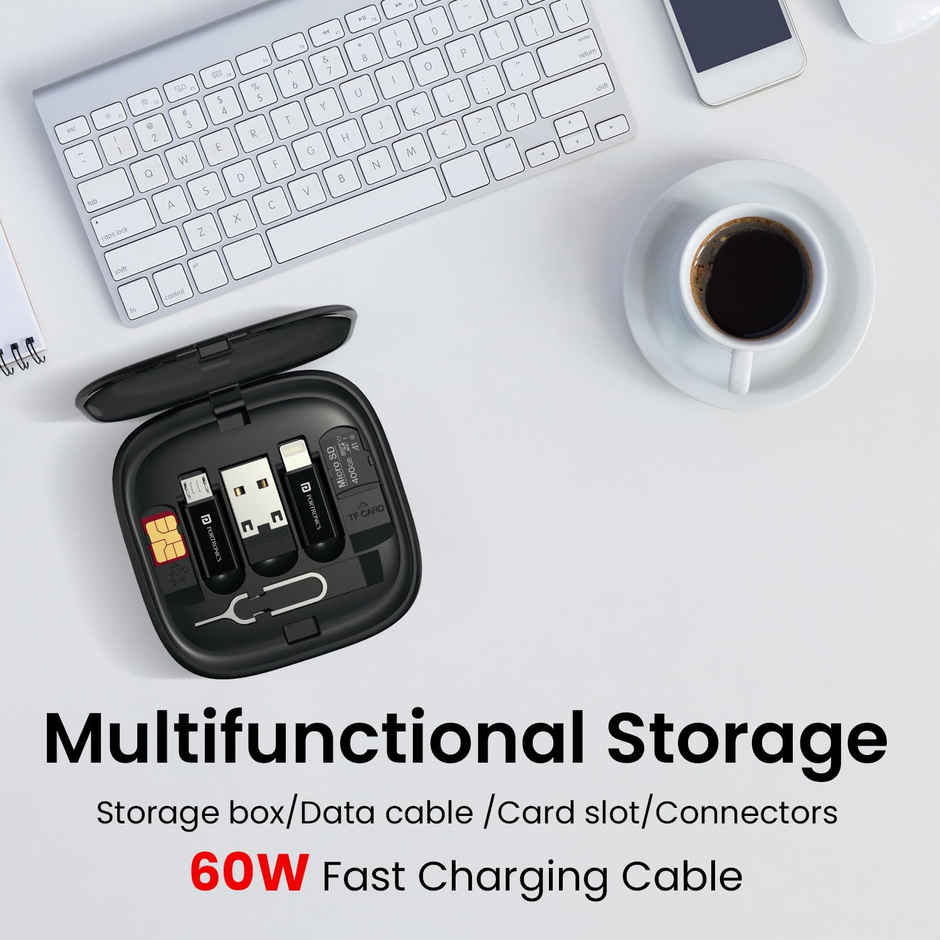 Portronics Snapcase 260W Multifunctional Fast Charging Data Cable Kit | Type-C to Type C