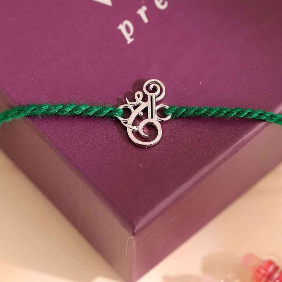Silver Shree Ganesha Designer Sterling Silver Rakhi for Brother | Pack of 1 | Voylla