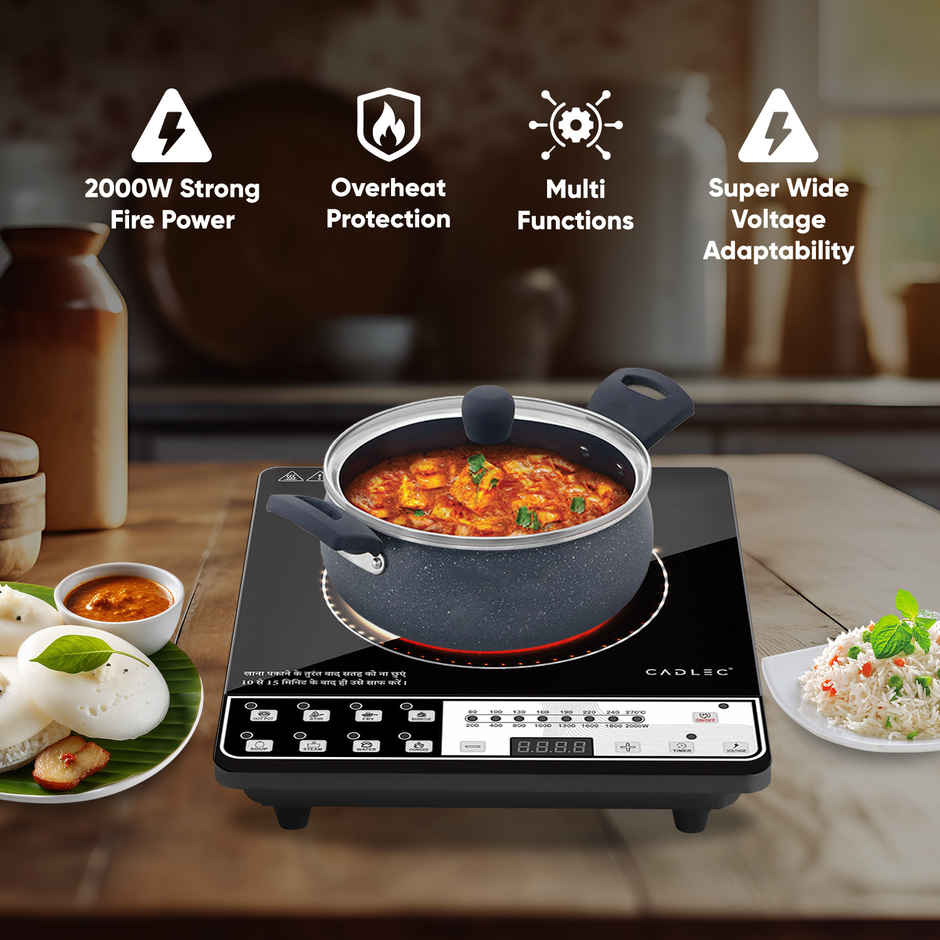 Cadlec Cook Ease 2000W Induction Cooktop | 8 Cooking Modes | Auto Shut Off | BIS Approved