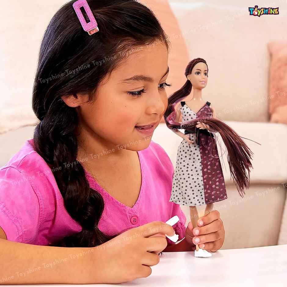 Toyshine Alia Doll With Ice Cream Pretend Play Set For Age 3+ Fun Roll Play Toy Set - Brown