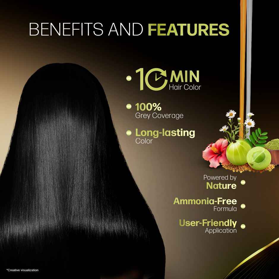 Indica Easy DIY 10 Min. Hair Color Shampoo-100% Ammonia Free, Natural Black