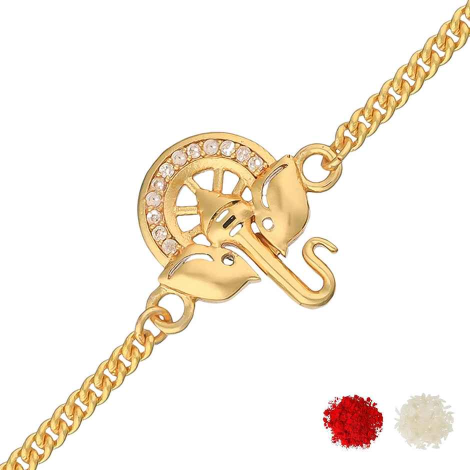 Gold Tone BraceletStyle Rakhi | Voylla