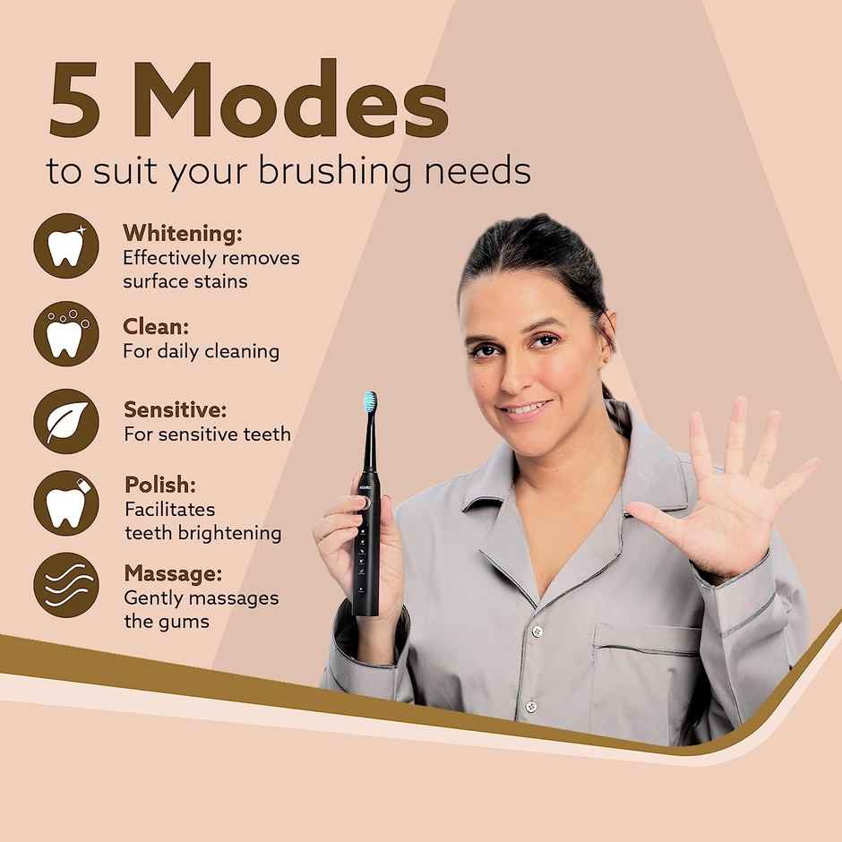 AGARO COSMIC PLUS Sonic ElectricTooth Brush For Adults With 5 Modes, 5 Brush Heads Power Toothbrush