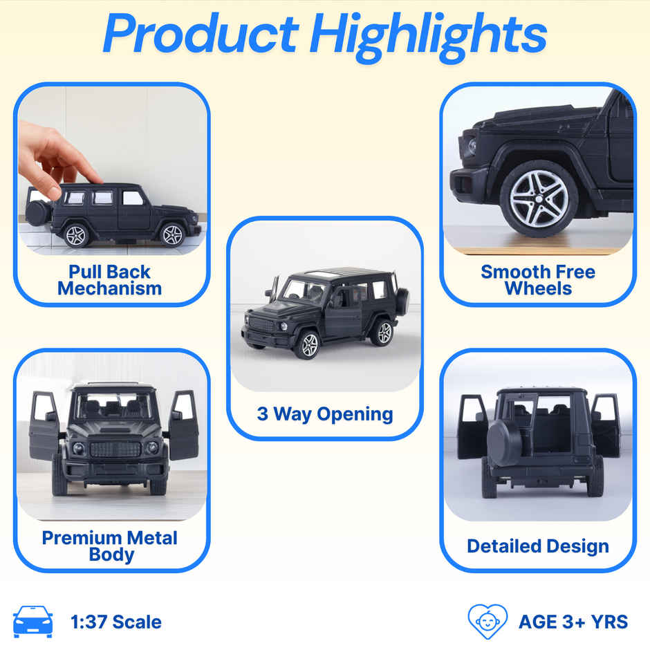 Frendo Premium Die-Cast Car | 3-Way Opening | Pull-Back Action | G Wag Black
