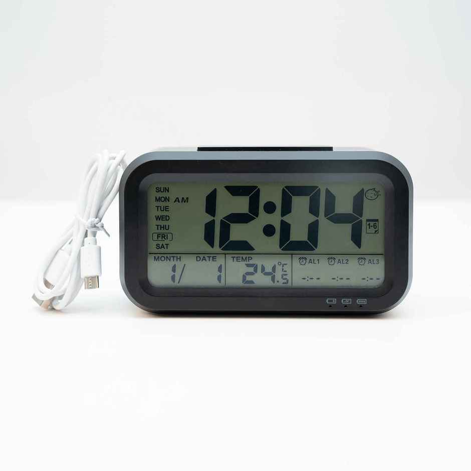 Urbanfix Bulfyss USB Rechargeable Digital Alarm Clock, Date, Temperature, Backlight LCD Display