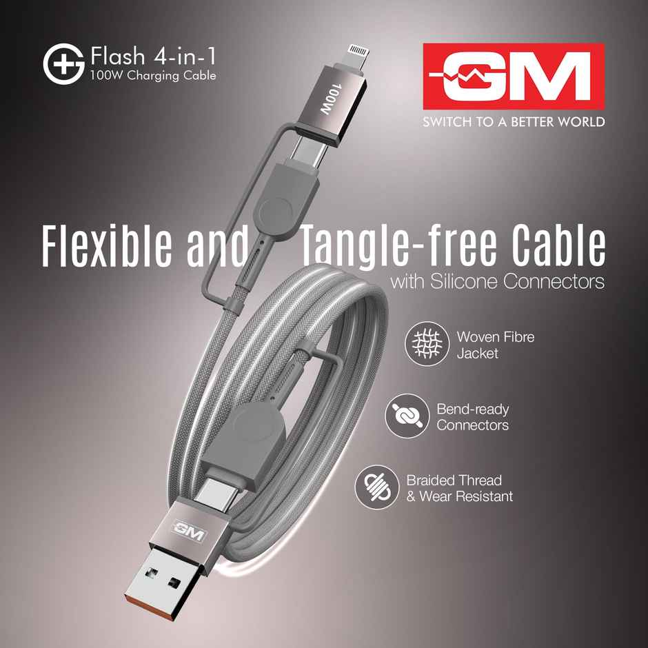 GM G Plus 4 in 1 100W Charging Cable for Laptops and Phones