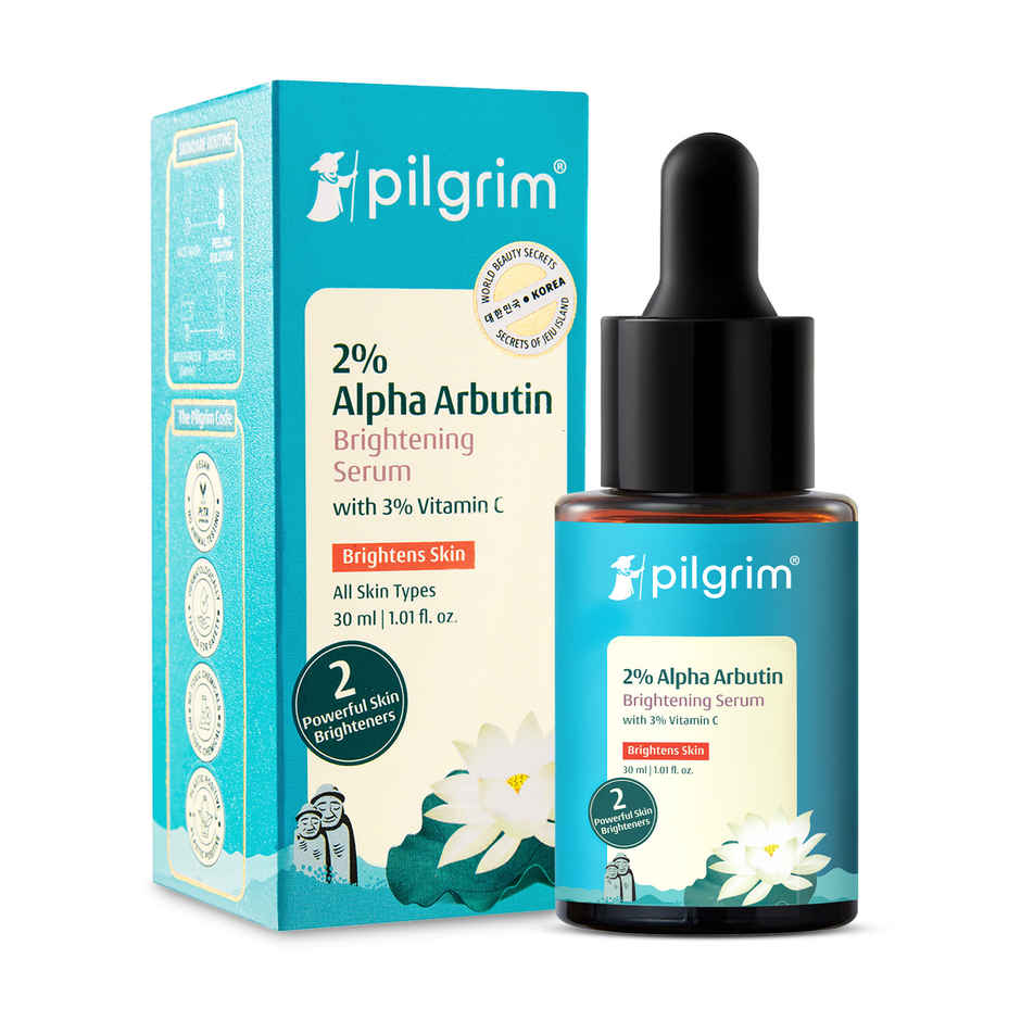 Pilgrim Brightening Skin Face Serum with 2% Alpha Arbutin & 3% Vitamin C for Pigmentation & Glow
