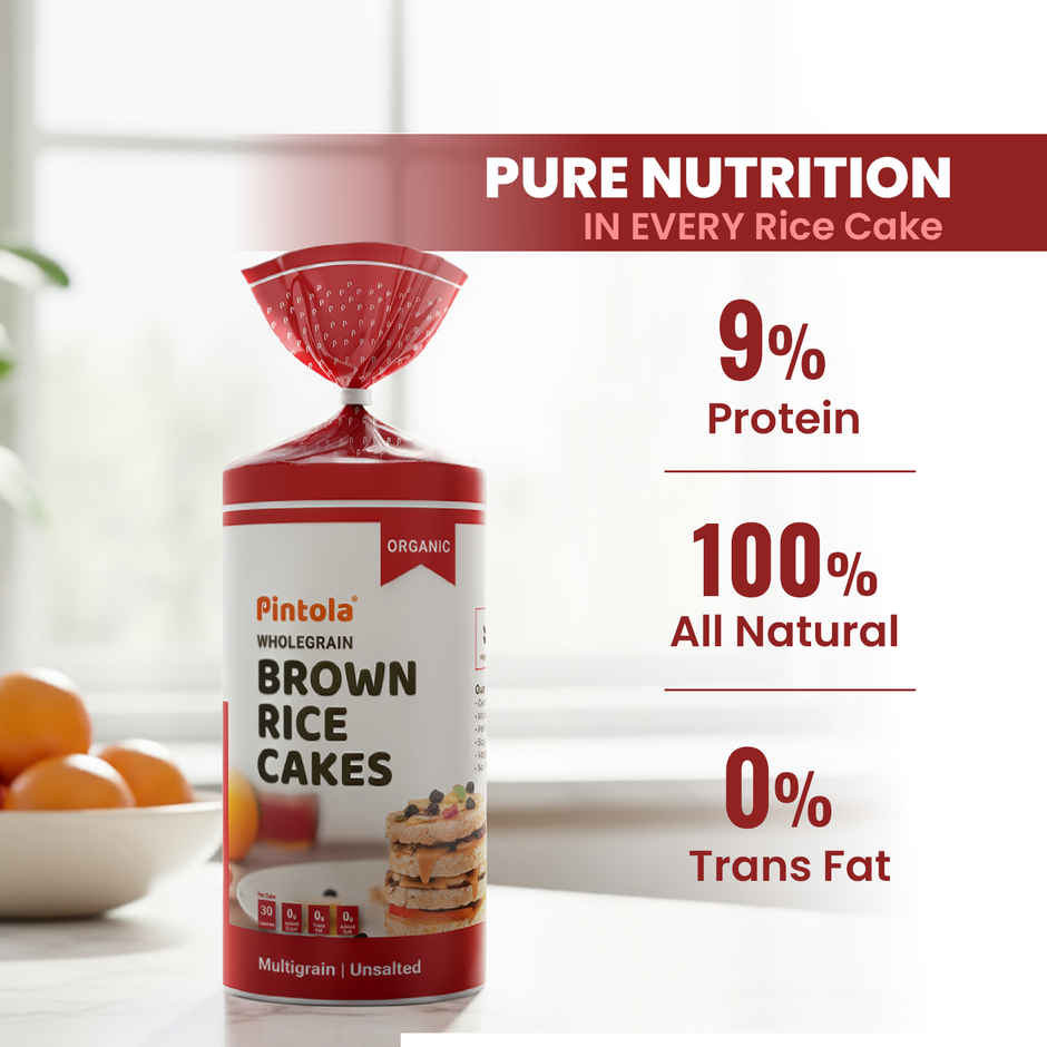 Pintola Organic Wholegrain Brown Rice Cakes Multigrain | Snack Essential
