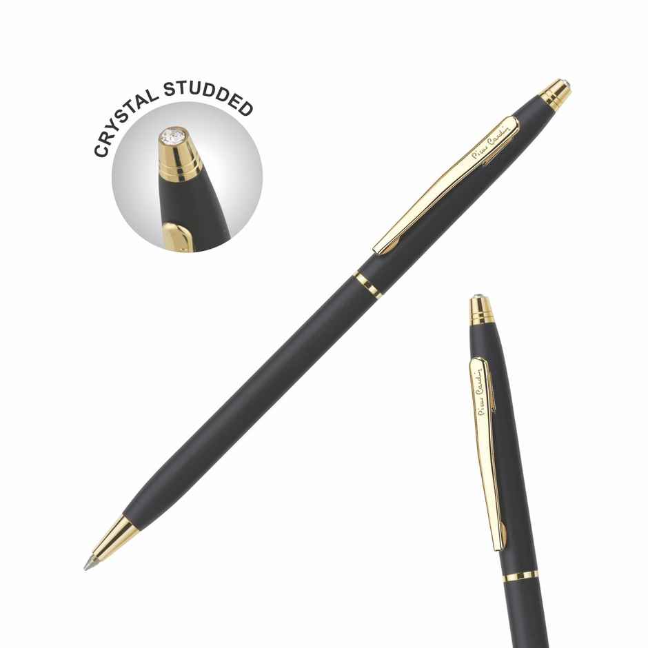 Pierre Cardin Kriss Japan Black Gold Trim Matte Black Ball Pen