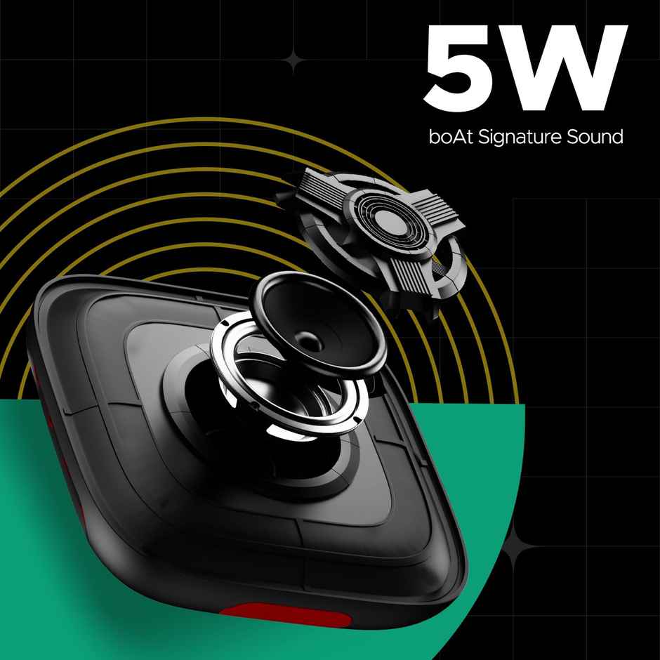 boAt Stone 193 Pro with 5W Bluetooth Speaker Signature Sound, Up to 12hrs of Playtime, TWS Feature, Built-in Mic, Bluetooth v5.3, AUX Port, TF Card Connectivity, IPX6 & Type-C Bluetooth Speaker - Raging Black