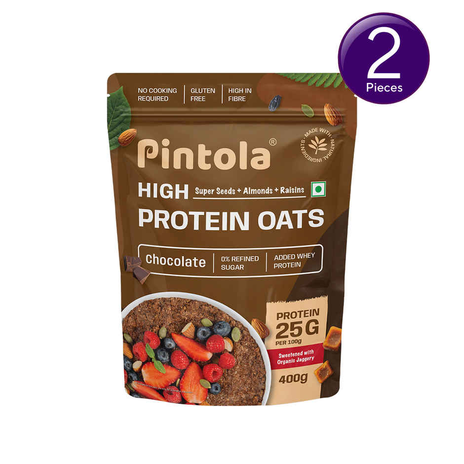 Pintola High Protein Oats Dark Chocolate With Almonds Raisin Pumpkin And Chia Seeds Combo 