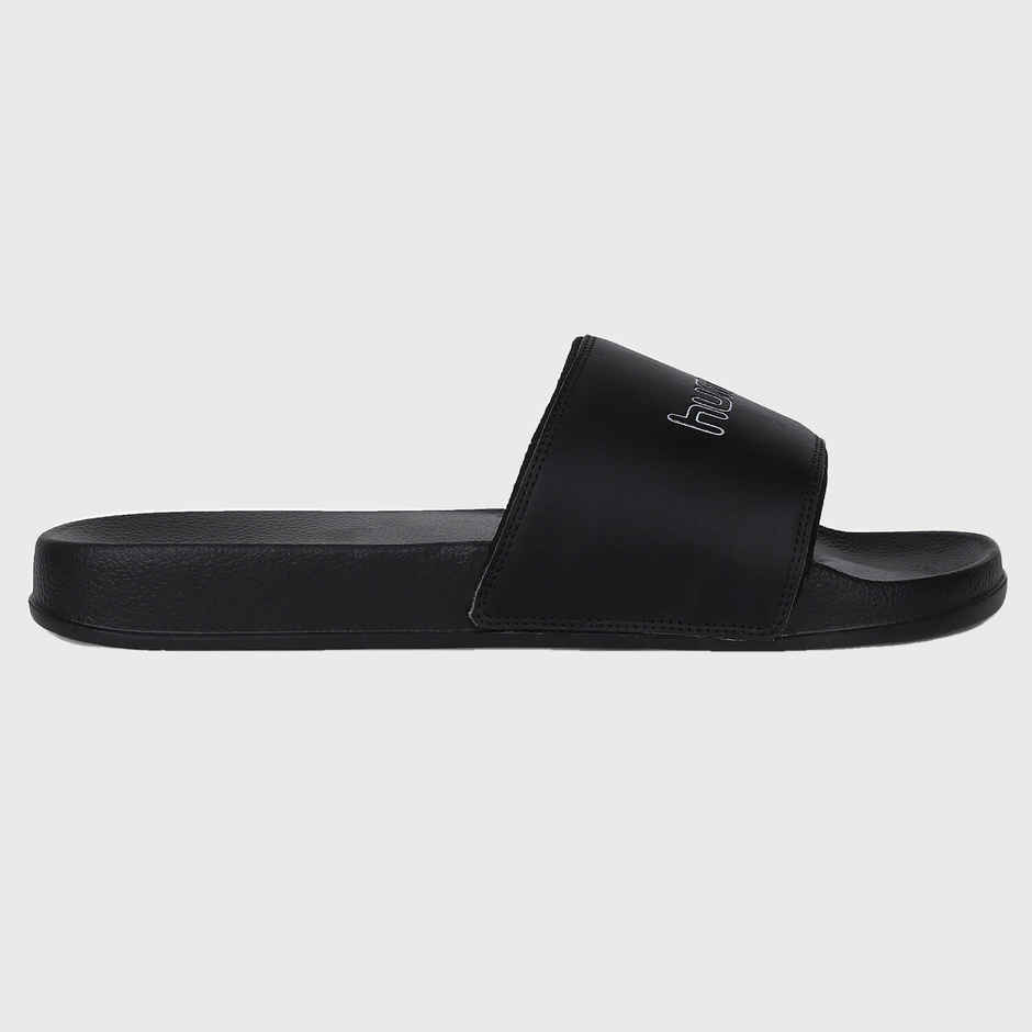 hummel Classic lightweight slides for Men with Cushioned Sole and Arch Support | Black | 8