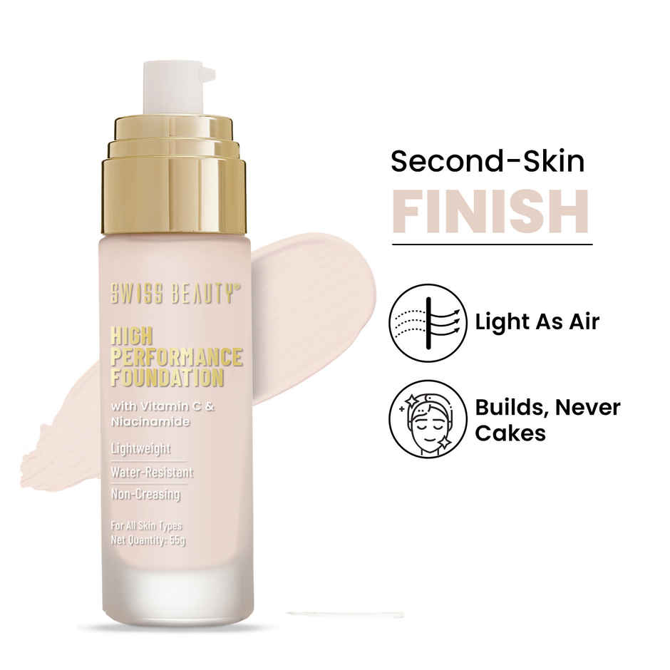 Swiss Beauty High Performance Foundation With Vitamin C & Niacinamide - 01 White Ivory