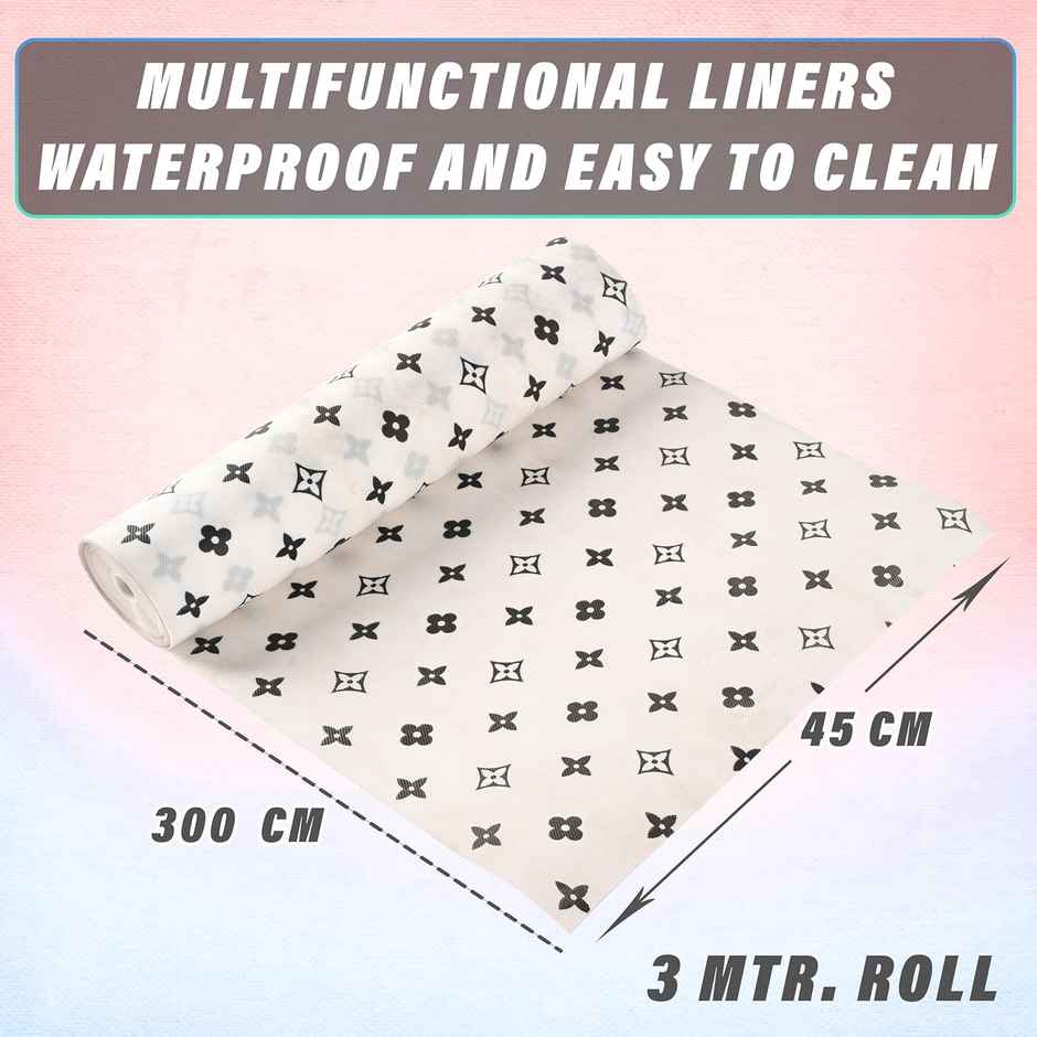 Kuber Industries Shelf Liner| Star Print Print EVA Kitchen Cabinet Shelf Mat|3 Meter|White