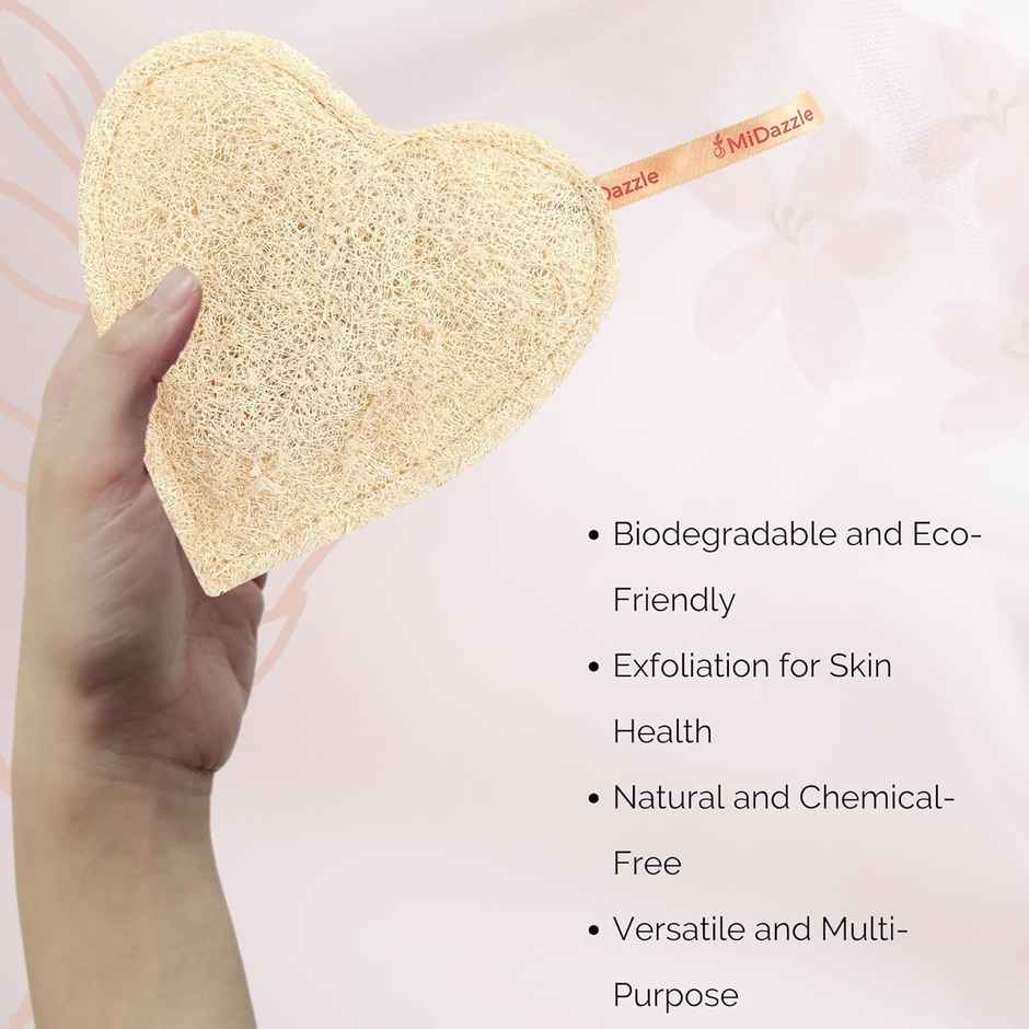 Midazzle 100% Natural Body Scrubber Organic Loofah for Bathing | Heart | MIOL6104