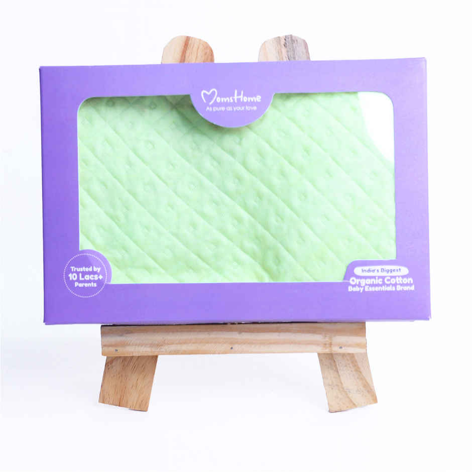 Moms Home Ultra Soft Cotton Baby Hooded Towel - Green - 70X70 Cm ( 0-3 Months )