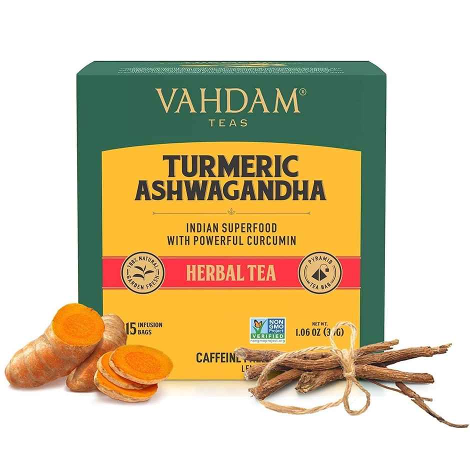 Vahdam Turmeric and Ashwagandha Organic Herbal Tea
