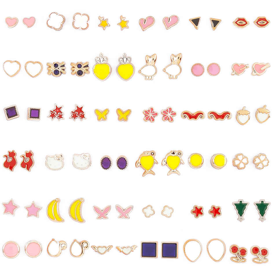 Shining Diva Fashion 36 Pairs Non Precious Base Metal Multicolour Pearl Earrings for Women 12015er