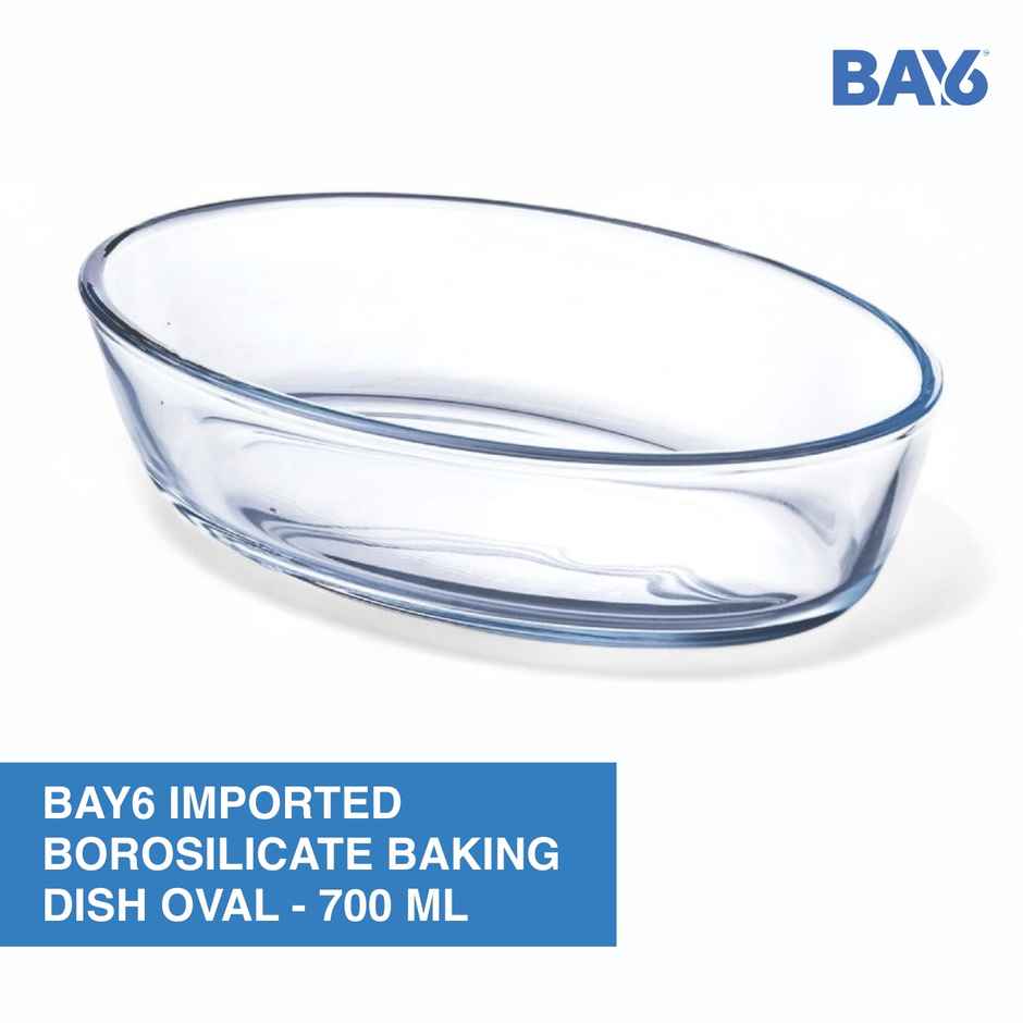BAY6 Premium Imported Borosilicate Baking Dish Oval - 700 ml