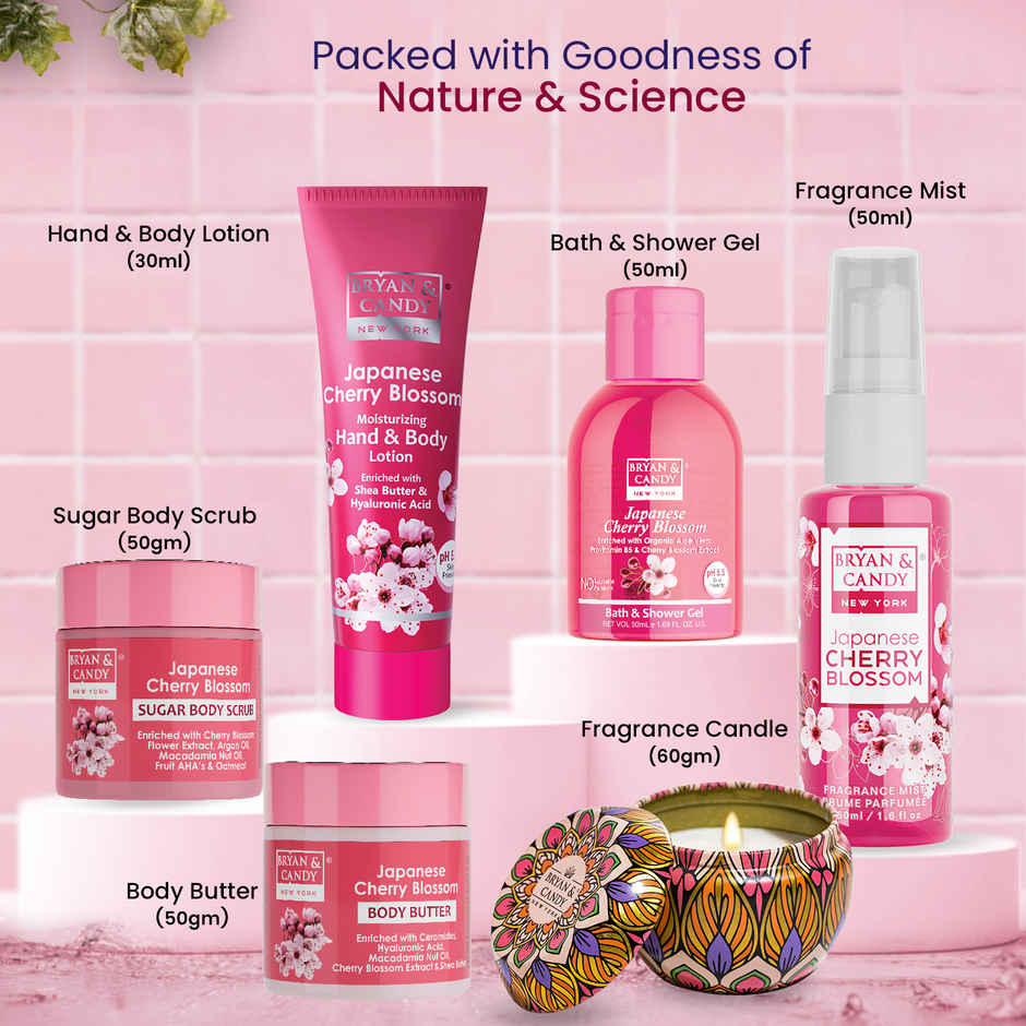Bryan & Candy Japanese Cherry Blossom Bath Tub Essentials Gift Set
