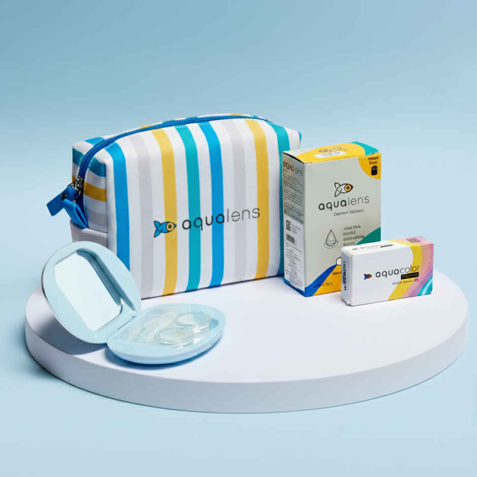 Aqualens On The Go Kit Premium Monthly Lenses in Mystery Hazel 60ml Solution with Stylish Lens Case