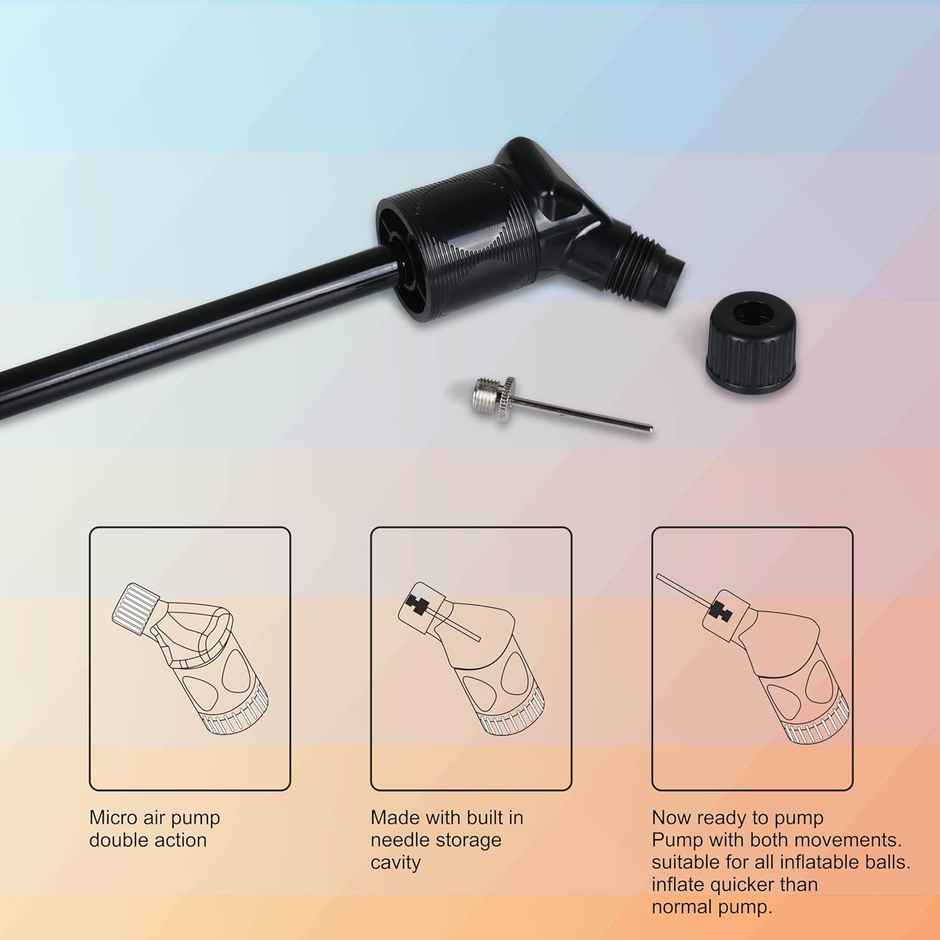 Nivia Double Action Ball Pump With Needle Pump Sports Inflatable Balls Stainless Pin Air Pump Black