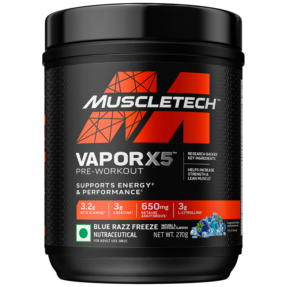 MuscleTech Vapor X5 Pre Workout Powder|Blue Razz Freeze
