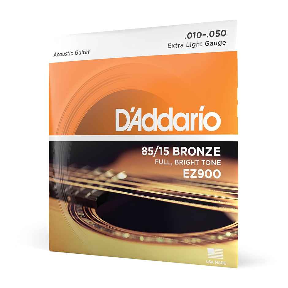 D'Addario Ez900 Bronze Acoustic Guitar Strings | 85/15 Full Bright Tone Stainless Steel Material