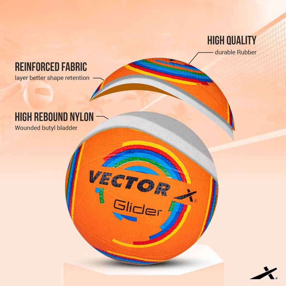 Vector X Glider Volleyball/Rubberized Moulded/for Indoor/Outdoor Surfaces /Size-4 (Colour May Vary)