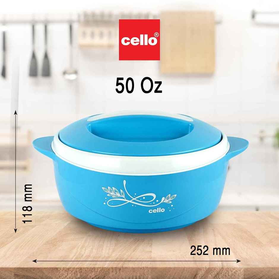 Cello Sapphire Insulated Inner Steel Casserole for Roti, 1500ml, Blue